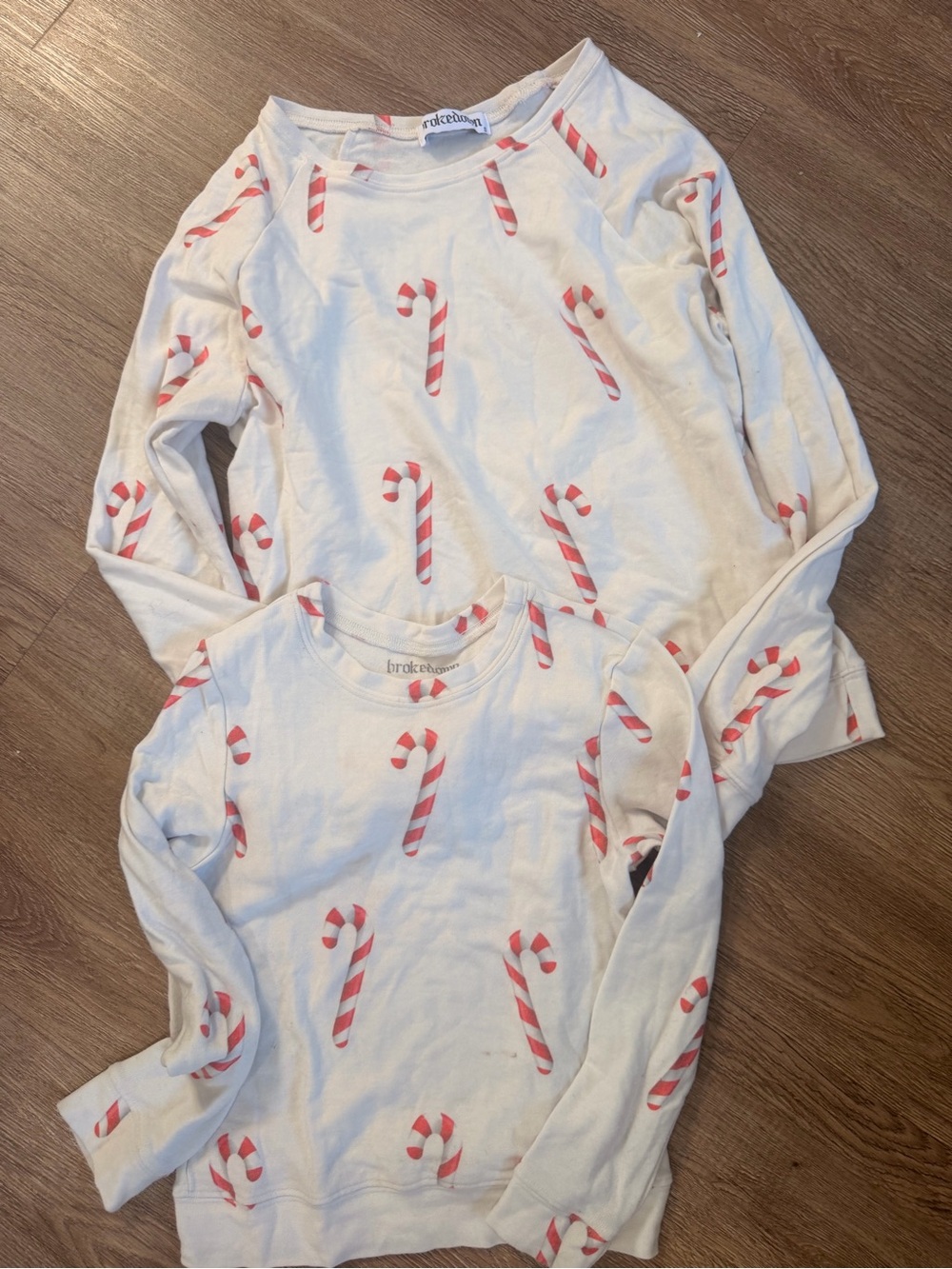 White Kids' Candy Cane Print Sweatshirt - mom and child match 0566